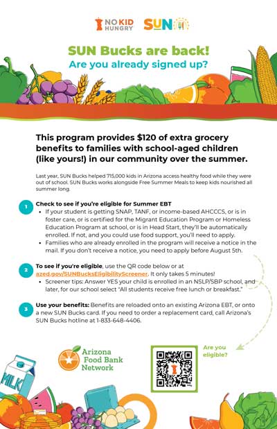 SUN Bucks Program flyer English
